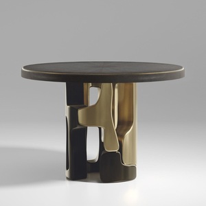 Mesa Auxiliar de Aluminio Elegante de Alta Calidad, Muebles de Primera Calidad, Detalle Metálico, Mesa Otomana para Sala de Estar, Hogar u Hotel, en Latón - Product Image 5