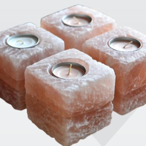 Portavelas de Sal del Himalaya de Primera Calidad, Tallado en Cubo, Decoración Natural Relajante para el Hogar, Oficina y Spa - Product Image 4