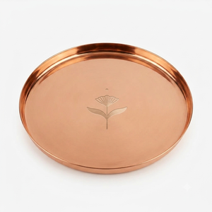 Plateau de prière en cuivre fait main, plateau traditionnel pour la Pooja, plateau de prière en cuivre, Aarti Thali, décoration de temple, cadeau de festival, vente en gros - Product Image 1