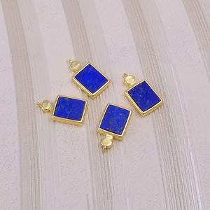 Luxe Anti-ternissement plaqué or Lapis Lazuli pendentif élégant bricolage carré pierre précieuse breloque pour collier mode pendentifs breloques - Product Image 4