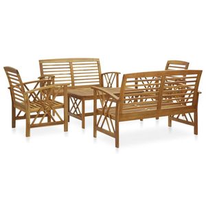 Ensemble de salon de jardin en bois d'acacia massif avec de nombreux sièges, meubles d'extérieur en bois naturel - Product Image 1