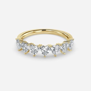 Bague de mariage à sept pierres en diamant de laboratoire en forme de cœur personnalisée 2CT, or jaune 14 carats, fabricant de bijoux fins OEM ODM - Product Image 1