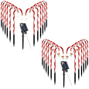 Juego de 1 Guirnalda de 72 Luces LED Solares de Bastones de Caramelo Navideños, 12 Bastones para Exterior IP44 a Prueba de Agua con Luz Parpadeante, 8 Modos, 6 Horas, Navidad - Product Image 4