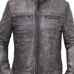 Chaqueta de Cuero Vintage Estilo Biker para Hombre, Personalizada, de Primera Calidad, al por Mayor, Chaqueta de Cuero Desgastada Estilo Cafe Racer OEM - Product Image 5