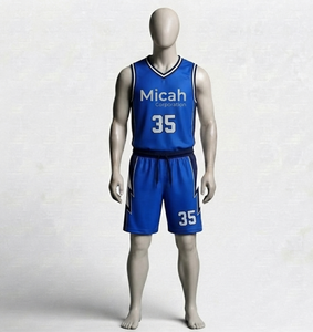 Ensemble de maillots de basket-ball personnalisés par sublimation, maillot de sport sans manches, shorts respirants à séchage rapide, uniforme d'équipe 100% polyester unisexe - Product Image 1