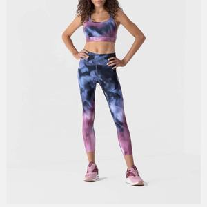 Conjunto de Yoga de 2 Piezas con Logotipo Personalizado, Precio al por Mayor, Cintura Alta, Cuello Redondo, Spandex/Poliéster, Leggings de Moda para Mujer con Efecto Levanta Glúteos - Product Image 1