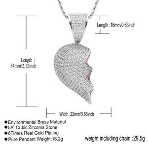 Pendentif Moissanite Cœur Brisé en Argent Massif 925, entièrement pavé, avec Moissanite taille cœur, style Iced Out - Product Image 3