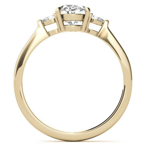 Bague de fiançailles et de mariage personnalisée pour femme, or jaune massif 14k/18k certifié IGI, diamant de laboratoire ovale et poire à trois pierres - Product Image 5