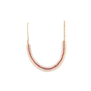 <b>Ruby</b>-Pearl Champaswaralu Gold Freshwater Pearl Stainless Steel <b>Necklace</b> - Product Image 2