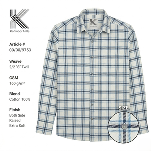 Chemise en flanelle pour homme 100% coton 160GSM à carreaux 2/2 S Twill à manches longues OEM ODM - Product Image 1