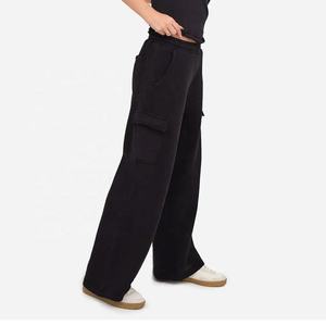 Pantalones Deportivos de Mujer Estilo Urbano, de Forro Polar, Cintura Alta, Corte Ancho, con Bolsillos, Lavados y Ecológicos - Product Image 4