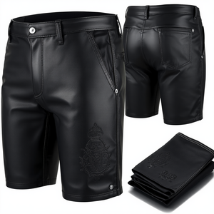 Pantalones Cortos Tradicionales Bávaros de Gamuza Vacuna Genuina Negra para Hombre, Marca Pinco Sports, con Cintura Elástica, Resistentes al Viento y Transpirables - Product Image 4