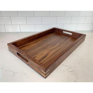 Rectangular Shape <b>Large</b> Bamboo <b>Tray</b> With Metal Handles Serving <b>Trays</b> For Wedding Christmas Party Table Decor Accessories - Product Image 6