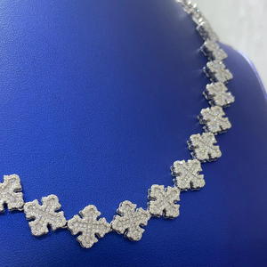 AMBER JEWELS Bracelet unisexe de luxe tendance en argent 925 plaqué rhodium, motif croix flocon de neige en moissanite, pour soirée - Product Image 3
