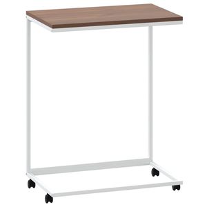 Mesa Auxiliar Pequeña y Portátil de Madera Sintética Blanca para Uso como Mesa de Centro - Product Image 2
