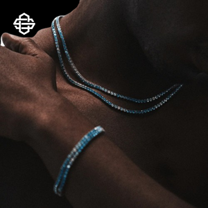 Cadena de Plata de Ley 925 con Incrustaciones de Zafiro Azul Estilo Hip Hop para Hombre y Mujer, Regalo de Boda, Lujosa y Brillante - Product Image 4