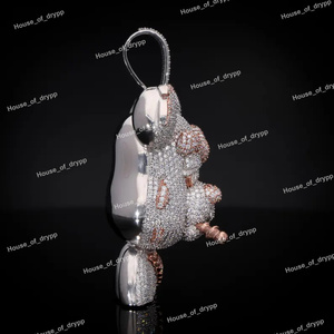Colgante de Personaje de Dibujos Animados con Incrustaciones de Moissanita en Plata 925, Piedras de Colores, Joyería Hip Hop de Lujo, Brillo Brillante, Joyería Elegante - Product Image 4