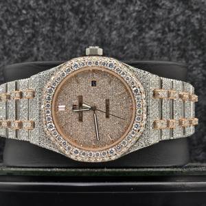 Custom Full <b>Iced</b> <b>Out</b> Round Mechanical Analog Moissanite Classic Date Bugout Dial Features <b>Watch</b> for Men Gift - Product Image 5