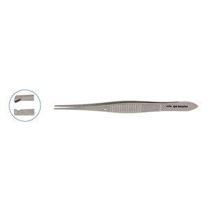 Instruments chirurgicaux : Pince à iris droite 0,9 mm, 1x2 dents, 10,5 cm de longueur totale, en acier inoxydable, manuelle, haute qualité, certifiée CE - Product Image 1