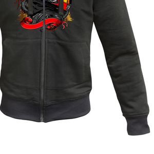 Men's Black Full Sleeve Polyester Hoodie With Snake And Skull Print Front Zipper <b>Jacket</b> All Seasons Motorcycle Wear - Product Image 5