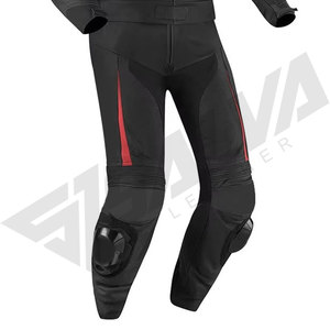 Men Full Sleeve Leather Motorcycle Racing Suit Black Red White <b>Blocked</b> Breathable Windproof Protective Gear All Seasons - Product Image 3