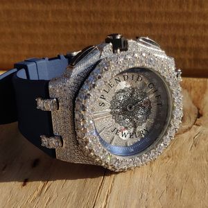 Montre analogique à quartz de luxe pour homme Charm_Jewells, boîtier en strass, bracelet en moissanite argenté, 28 mm, verre saphir, mouvement ETA, 10 m - Product Image 4