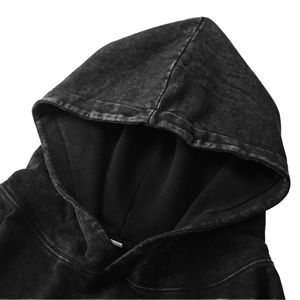 Sweat à capuche zippé style français, épais, délavé à l'acide, 100% coton, effet soleil délavé, coupe oversize, respirant, pour l'hiver - Product Image 4