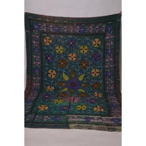 Vintage Kantha Suzani <b>Quilt</b> Handmade Cotton Floral Embroidery Boho Indian Eco-Friendly All-Season Bedspread <b>Throw</b> Blanket - Product Image 1
