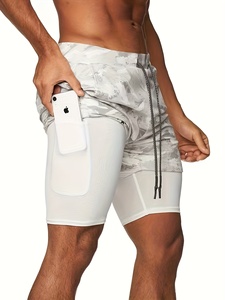 Shorts pour hommes à imprimé camouflage blanc, séchage rapide, avec cordon de serrage et poches, vêtements de sport décontractés - Product Image 4