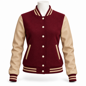 Chaqueta universitaria para mujer de alta calidad con logotipo personalizado al por mayor, chaqueta vintage para mujer en venta con MOQ bajo. - Product Image 2
