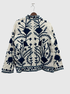 เสื้อแจ็คเก็ตผ้าฝ้ายปักลายดอกไม้ด้วยมือ แขนยาว คอตั้ง ไซส์พลัส สำหรับผู้หญิง สไตล์พรีเรียชิค ใส่ได้ในฤดูใบไม้ผลิ - Product Image 2