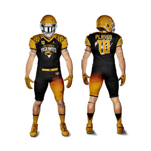Uniforme Personalizado de Fútbol Americano para Bulldogs – Conjunto de Jersey y Pantalones con Camuflaje Digital Gris y Dorado, Kit de Fútbol Sublimado para Equipo - Product Image 6