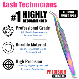 New Design eyelash extension tweezers fiber tip curved Fiber tip lash Tweezers stainless steel Curved Isolation Volume Tweezer - Product Image 3