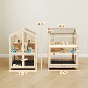 กรงสัตว์เลี้ยงขนาดเล็ก กรงแฮมสเตอร์ไม้สำหรับสัตว์เลี้ยง - Product Image 5