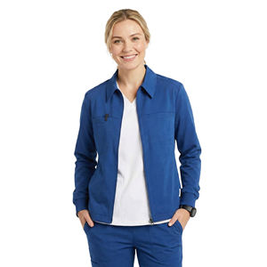 Chaquetas Médicas Profesionales Personalizadas al por Mayor con Cierre de Cremallera, Cuello de Camisa, Ranura para Bolígrafo y Puños Acanalados para Hospital - Product Image 1
