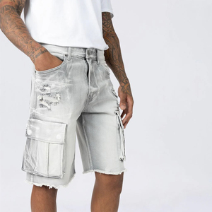 High Quality Summer <b>Men's</b> Solid Casual Denim Shorts Quick Dry Breathable 100% Polyester OEM Service <b>Men</b> Denim Shorts - Product Image 2