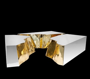 Modern luxury design cast brass <b>coffee</b> <b>table</b> contemporary center <b>table</b> <b>white</b> high gloss <b>coffee</b> <b>table</b> gold accent cocktail <b>table</b> - Product Image 2
