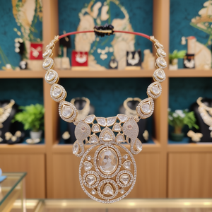Conjunto de collar de joyería fina con piedras Royal Polki Kundan 10575474WH - Product Image 3
