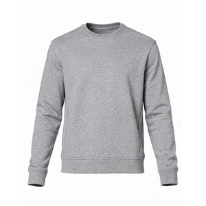 <b>Men's</b> Solid <b>Grey</b> Long Sleeve Crew Neck Pullover <b>Sweatshirt</b> Casual Unlined Top - Product Image 2