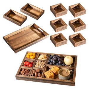 Platos Ovalados de Madera de Teca Hechos a Mano con Incrustaciones de Piedras Preciosas |   Bandejas para Servir al por Mayor - Product Image 5