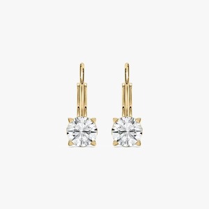 Round Shaped with Single Diamond Stone Lab Grown Diamond Filigree Scroll Lever <b>back</b> <b>Drop</b> Earrings - Product Image 1