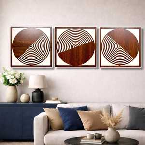 Panneau mural en bois géométrique moderne, décoration murale en bois artisanale pour salon, chambre et décoration intérieure - Product Image 1