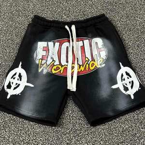 Pantalones Cortos Deportivos de Baloncesto con Logotipo Bordado Personalizado, Estampado Vintage, 100% Algodón, Malla de Espuma, Felpa Francesa - Product Image 3