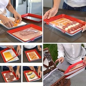 Set di 8 Contenitori Impilabili Rossi per Alimenti, Facili da Usare, Vassoi Sottovuoto con Coperchi per Organizzare il Frigorifero - Product Image 3