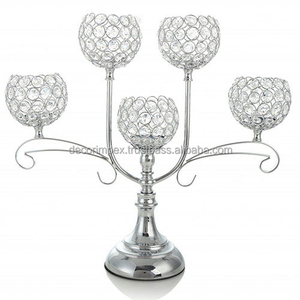 Style Rosdorf Crystal 5 Arm <b>Silver</b> Sparkling Beaded Candelabra work Crystal <b>Candle</b> <b>Holder</b> - Product Image 1