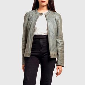 Chaqueta de Cuero de Cordero Genuino para Mujer, Chaqueta de Motociclista de Invierno, Abrigo de Moda, Fabricación Personalizada OEM - Product Image 4