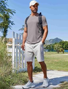 Camiseta de Manga Corta para Hombre, Cuello Redondo, Color Gris, Corte Ajustado, Informal, Transpirable, Tejida, 100% Algodón, Color Sólido - Product Image 5