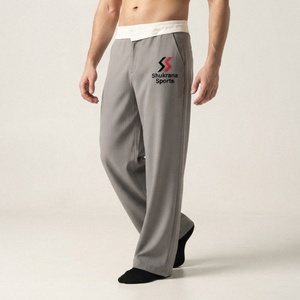 Women High Waisted Straight Leg Pants Color Block Waist <b>Trousers</b> <b>Summer</b> <b>Trousers</b> - Product Image 1