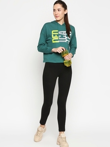 Sudadera con Capucha Verde para Mujer, con Estampado de Letras, Corte Casual, 100% Algodón Tejido, Transpirable, para Otoño - Product Image 6