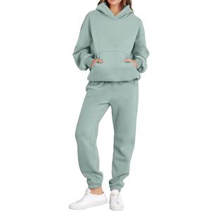 Custom 2 Piece Set Tracksuit Women Long Sleeve <b>Zipper</b> Hooded <b>Jacket</b> Top Autumn Winter Sweatpants Jogging Suit - Product Image 1